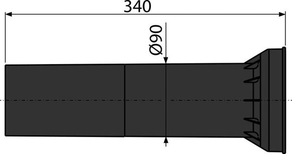 Alca Prodloužená odtoková trubka pro závěsné WC Ø90 x 340 mm M148
