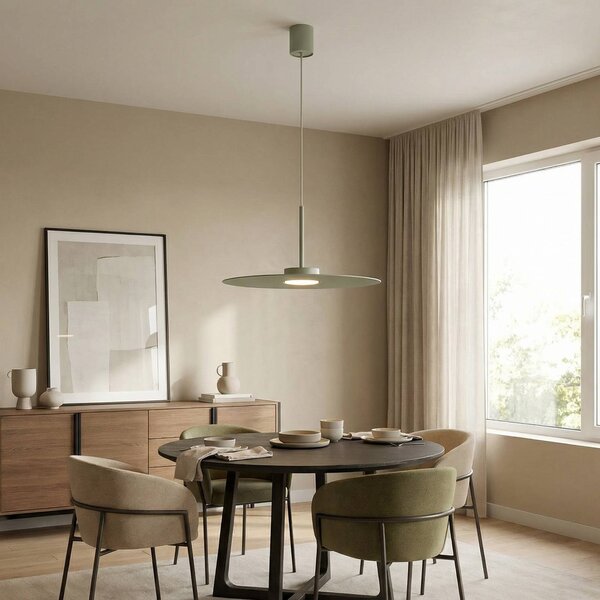 Nowodvorski Lighting Závěsné světlo Simone, ocel, šalvějově zelená, Ø 40 cm, GX53, stmívatelný, Zelená, Obývací pokoj / jídelna, kov, Moderní