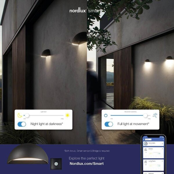 NOR 2019001010 Venkovní nástěnné svítidlo Arcus 9,5W LED šedá opál - NORDLUX