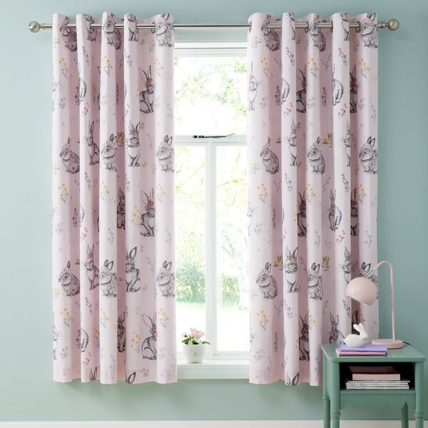 Růžový dětský závěs 2 ks 168x183 cm Bunny Tails Ditsy Flowers – Catherine Lansfield