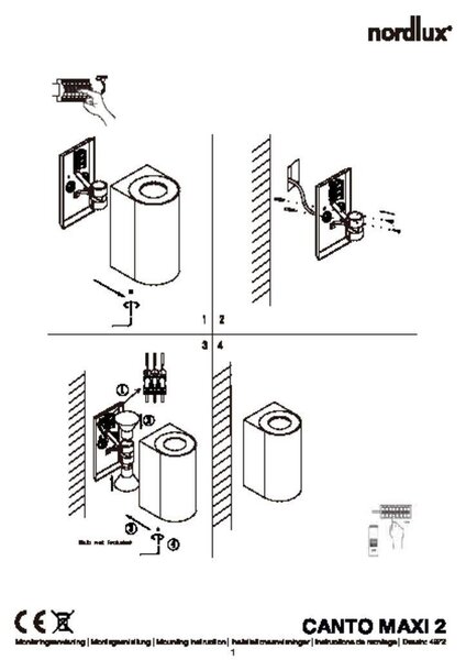 NOR 49721031 Venkovní nástěnné svítidlo Canto Maxi 2 2x28W GU10 galvanizovaná ocel čirá - NORDLUX