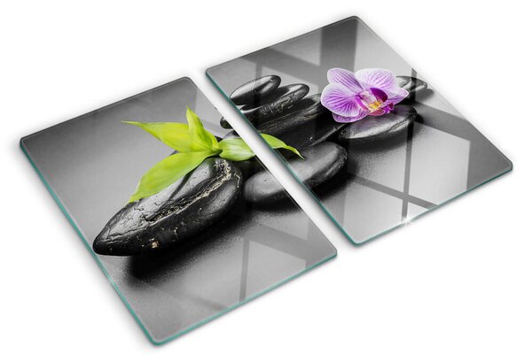 Skleněná krájecí deska Kameny a orchidej na pozadí ddk-nr-wm-00006450