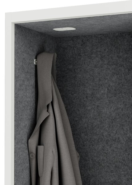 Skříň se sedákem a zónou ticha SALLY MentalBox, bílá konstrukce, tmavě šedý sedák, 1850 x 600 x 400 mm