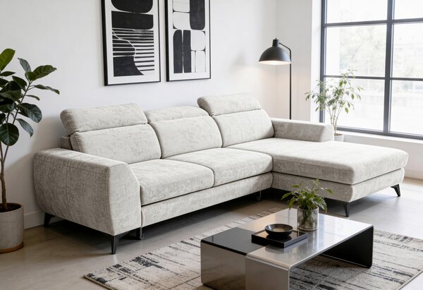 ROHOVÁ SEDAČKA, textil, slonovinová Livetastic - Sedací soupravy, Online Only