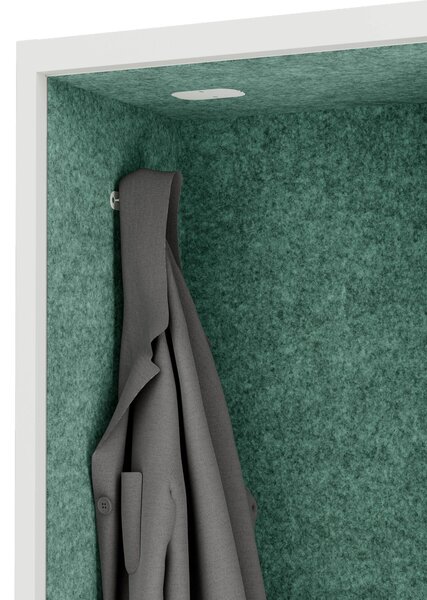 Skříň se sedákem a zónou ticha SALLY MentalBox, bílá konstrukce, zelený sedák, 1850 x 600 x 400 mm