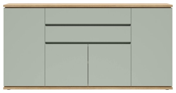 ŠIROKÁ KOMODA, barvy dubu, šalvějově zelená, 184/93/42 cm Xora - Online Only komody, Online Only