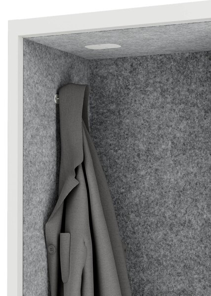Skříň se sedákem a zónou ticha SALLY MentalBox, bílá konstrukce, šedý sedák, 1850 x 600 x 400 mm