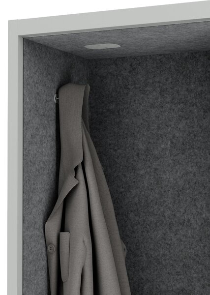 Skříň se sedákem a zónou ticha SALLY MentalBox, šedá konstrukce, tmavě šedý sedák, 1850 x 600 x 400 mm