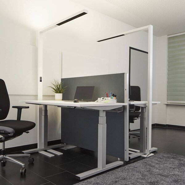 Arcchio LED kancelářská stojací lampa Jolinda, bílá, kov, senzor, stmívatelný, Bílá / opál, Pracovna / kancelář, Hliník, Moderní, Podhledové stropní svítidlo