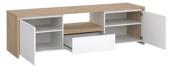 Bílý/v přírodní barvě TV stolek v dekoru dubu 179x52x48 cm Next – Tvilum