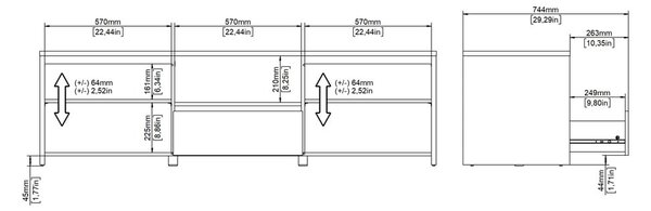Bílý/v přírodní barvě TV stolek v dekoru dubu 179x52x48 cm Next – Tvilum