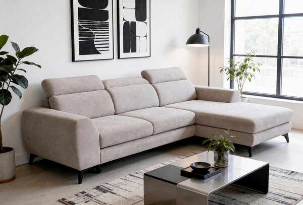 ROHOVÁ SEDAČKA, textil, béžová Livetastic - Sedací soupravy, Online Only