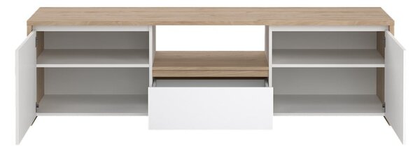 Bílý/v přírodní barvě TV stolek v dekoru dubu 179x52x48 cm Next – Tvilum