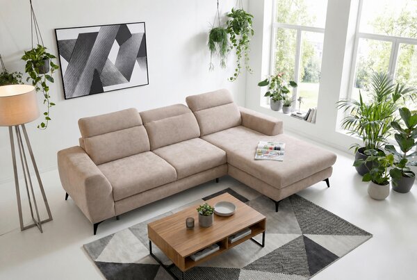 ROHOVÁ SEDAČKA, textil, béžová Livetastic - Sedací soupravy, Online Only