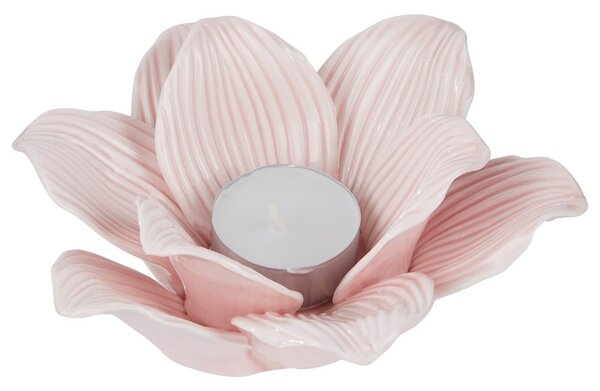 BLOSSOM Svícen na čajovou svíčku květ - sv. růžová
