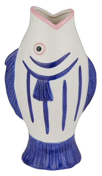BACALHAU Váza ryba 15 cm - tm. modrá/bílá