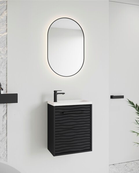 SKŘÍŇKA POD UMYVADLO, černá, 40/50/22 cm P & B - Koupelnové série, Online Only
