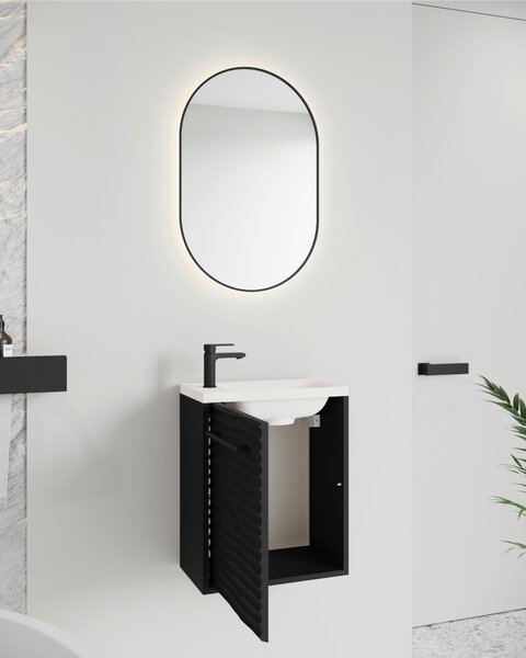 SKŘÍŇKA POD UMYVADLO, černá, 40/50/22 cm P & B - Koupelnové série, Online Only