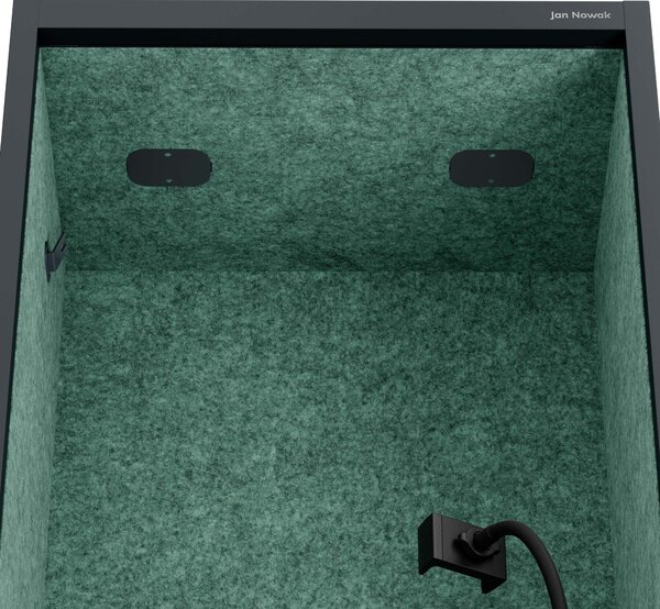 Skříň se sedákem a zónou ticha SALLY MentalBox, antracitová konstrukce, zelený sedák, 1850 x 600 x 400 mm