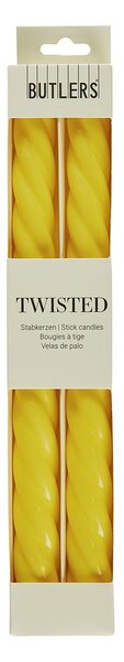 TWISTED Sada lesklých svíček 2 ks 25,5 cm - sv. žlutá