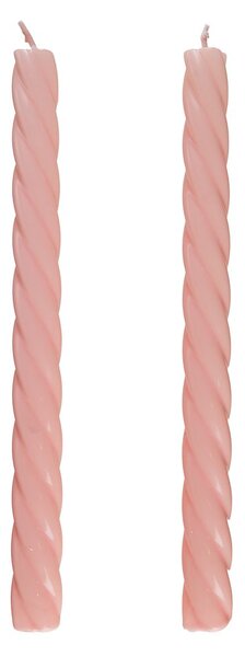 TWISTED Sada lesklých svíček 2 ks 25,5 cm - sv. růžová