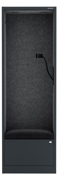 Skříň se sedákem a zónou ticha SALLY MentalBox, antracitová konstrukce, tmavě šedý sedák, 1850 x 600 x 400 mm