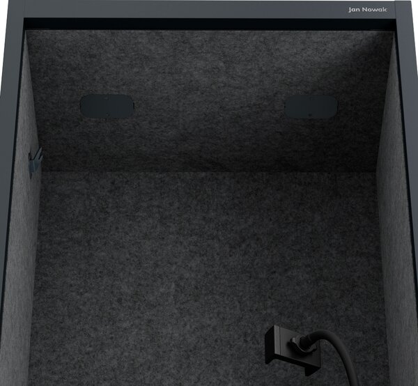 Skříň se sedákem a zónou ticha SALLY MentalBox, antracitová konstrukce, tmavě šedý sedák, 1850 x 600 x 400 mm