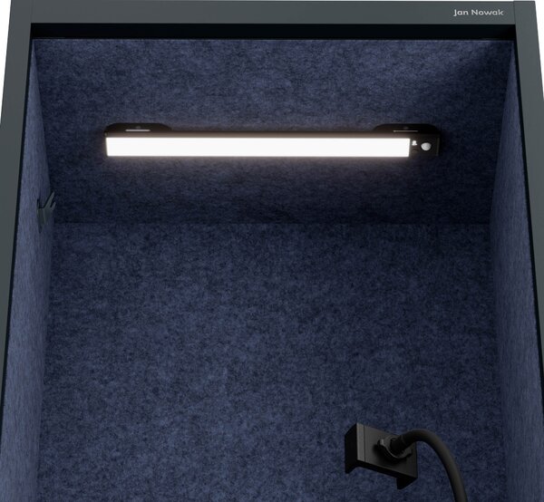 Skříň se sedákem a zónou ticha SALLY MentalBox, antracitová konstrukce, tmavěmodrý sedák, 1850 x 600 x 400 mm