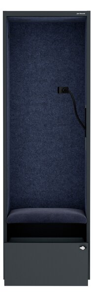 Skříň se sedákem a zónou ticha SALLY MentalBox, antracitová konstrukce, tmavěmodrý sedák, 1850 x 600 x 400 mm