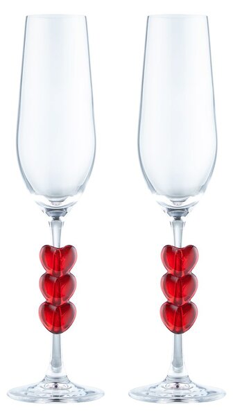 LOVEBIRDS Sada sklenic na šampaňské srdíčka 180 ml 2 ks