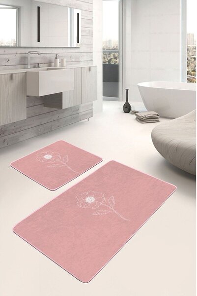 Růžové sametové koupelnové předložky v sadě 2 ks 60x100 cm – Mila Home