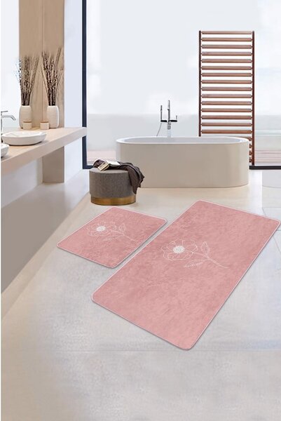 Růžové sametové koupelnové předložky v sadě 2 ks 60x100 cm – Mila Home
