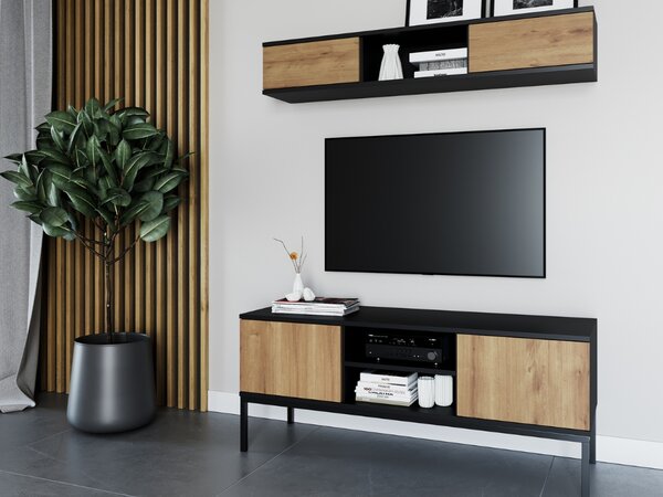 TV stolek LANZZI 120x40 cm, černá/dub artisan