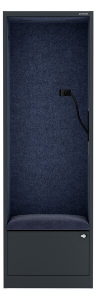 Skříň se sedákem a zónou ticha SALLY MentalBox, antracitová konstrukce, tmavěmodrý sedák, 1850 x 600 x 400 mm