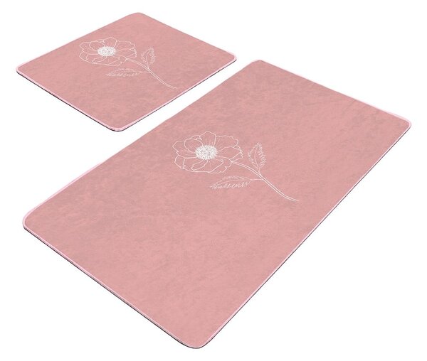 Růžové sametové koupelnové předložky v sadě 2 ks 60x100 cm – Mila Home