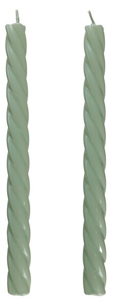 TWISTED Sada lesklých svíček 2 ks 25,5 cm - mátová