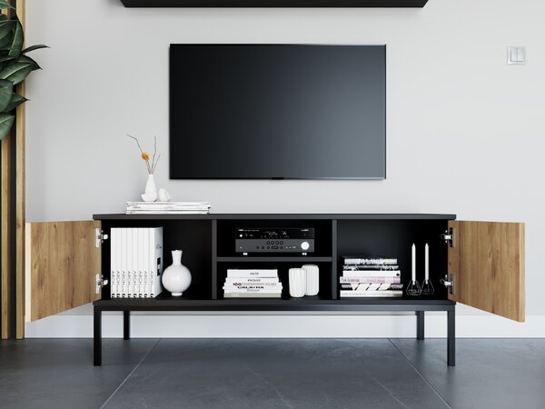 TV stolek LANZZI 120x40 cm, černá/dub artisan