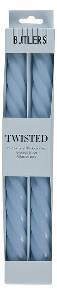 TWISTED Sada lesklých svíček 2 ks 25,5 cm - sv. modrá