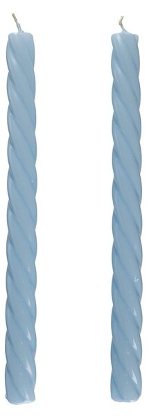 TWISTED Sada lesklých svíček 2 ks 25,5 cm - sv. modrá