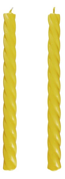TWISTED Sada lesklých svíček 2 ks 25,5 cm - sv. žlutá