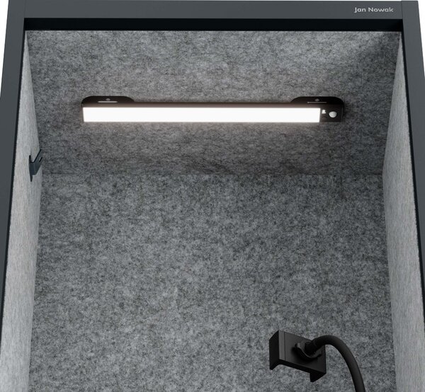 Skříň se sedákem a zónou ticha SALLY MentalBox, antracitová konstrukce, šedý sedák, 1850 x 600 x 400 mm