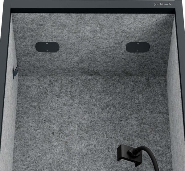 Skříň se sedákem a zónou ticha SALLY MentalBox, antracitová konstrukce, šedý sedák, 1850 x 600 x 400 mm