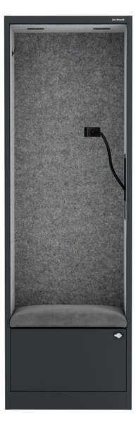 Skříň se sedákem a zónou ticha SALLY MentalBox, antracitová konstrukce, šedý sedák, 1850 x 600 x 400 mm