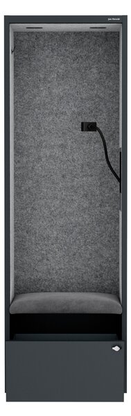 Skříň se sedákem a zónou ticha SALLY MentalBox, antracitová konstrukce, šedý sedák, 1850 x 600 x 400 mm