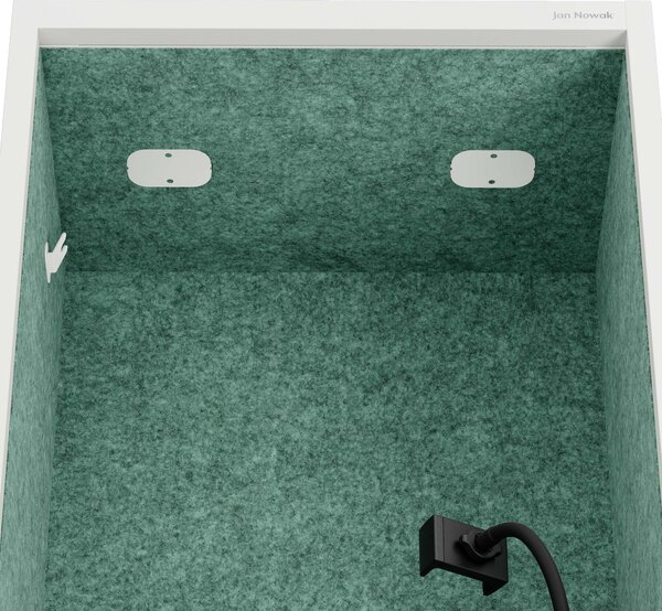 Skříň se sedákem a zónou ticha SALLY MentalBox, bílá konstrukce, zelený sedák, 1850 x 600 x 400 mm