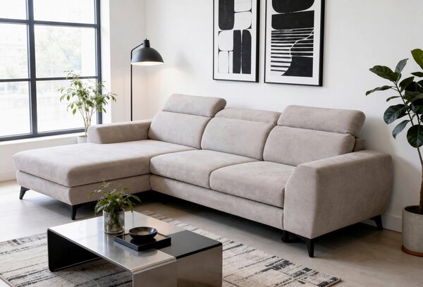 ROHOVÁ SEDAČKA, textil, béžová Livetastic - Sedací soupravy, Online Only