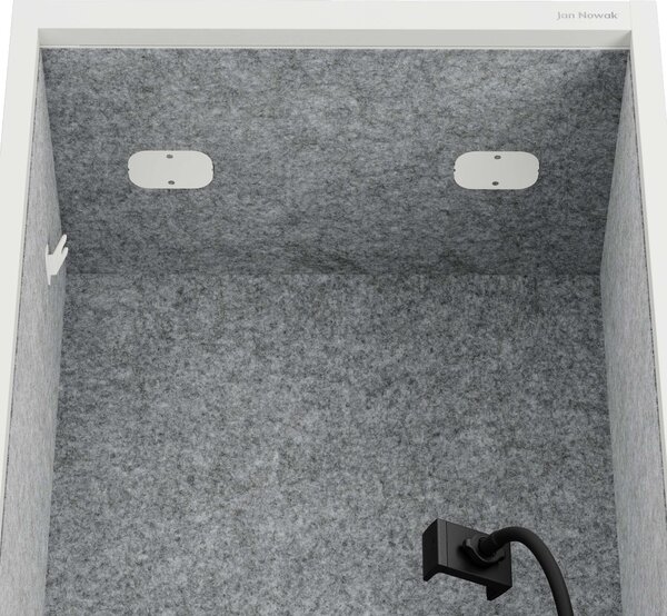 Skříň se sedákem a zónou ticha SALLY MentalBox, bílá konstrukce, šedý sedák, 1850 x 600 x 400 mm