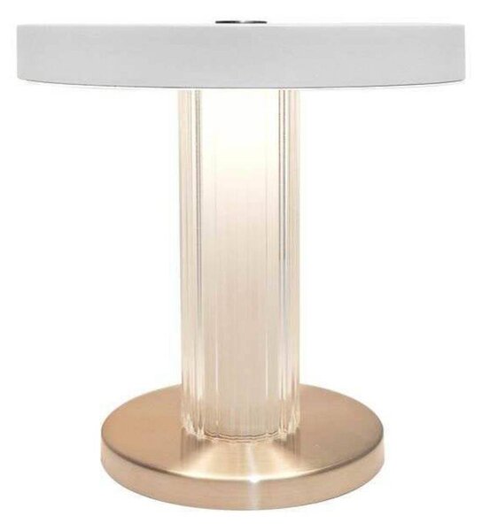 DFTP by Nordlux LED stolní lampa na baterie Trezzi, bílá, výška 22 cm, kov/sklo, stmívatelný, Bílá / opál, Obývací pokoj / jídelna, kov, Skandinávský