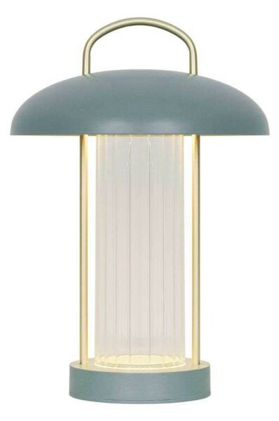 Nordlux LED stolní lampa Mirano na baterie, výška 29 cm, prachově zelená, kov, stmívatelný, Zelená, Obývací pokoj / jídelna, kov, Skandinávský, Lucerna
