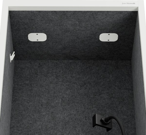 Skříň se sedákem a zónou ticha SALLY MentalBox, bílá konstrukce, tmavě šedý sedák, 1850 x 600 x 400 mm